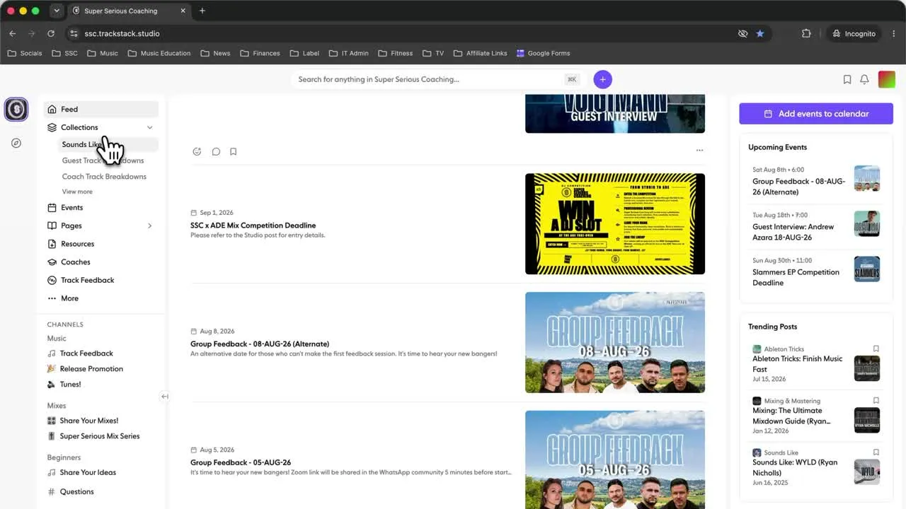 Preview of the Super Serious Coaching member platform dashboard