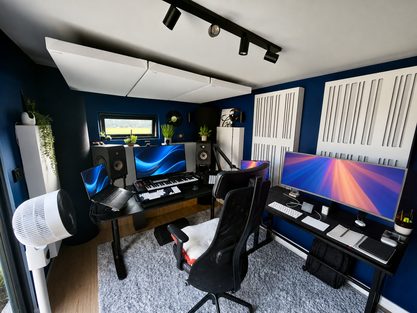 Wide view of Timmy's music production and coaching studio